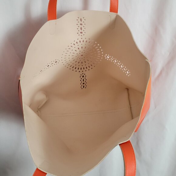 Large Tote Bag Embossed Orange Handled Beach Pool Summer Shopping useful GUC - Picture 3 of 6